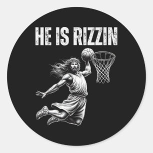 He Is Rizzin Bysketbyll Jesus Easter Christian Classic Round Sticker