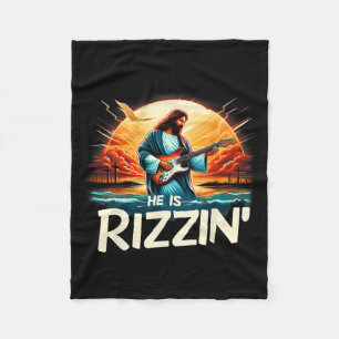 He Is Rizzin Easter Christian Jesus Vintage Jesus  Fleece Blanket
