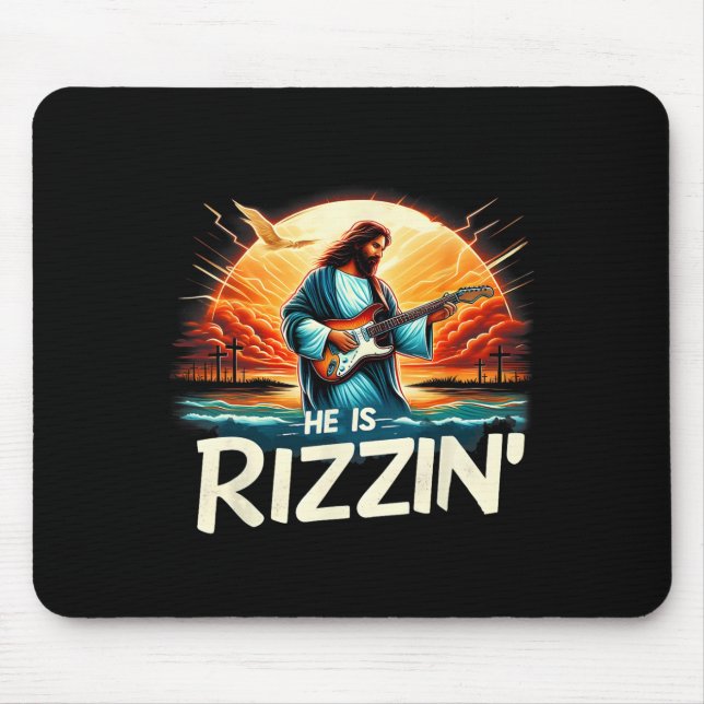 He Is Rizzin Easter Christian Jesus Vintage Jesus  Mouse Pad (Front)