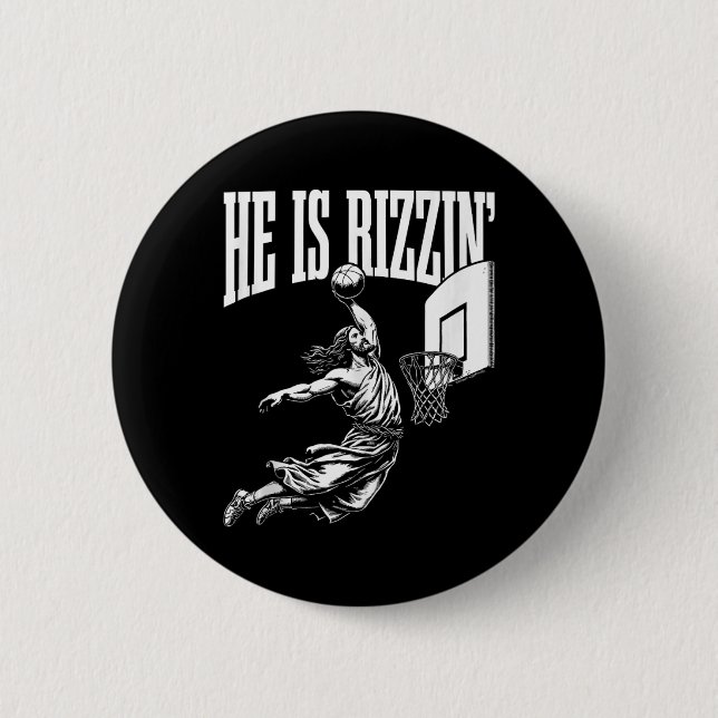 He Is Rizzin Fun Jesus Basketball Meme Tank Top  Button (Front)