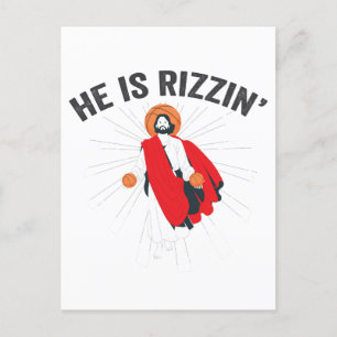 He is Rizzin Funny GenZ Basketball Easter Sunday   Invitation Postcard