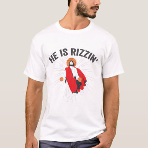 He is Rizzin Funny GenZ Basketball Easter Sunday   T-Shirt