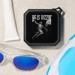 He Is Rizzin Funny Jesus Basketball Easter Day Bluetooth Speaker