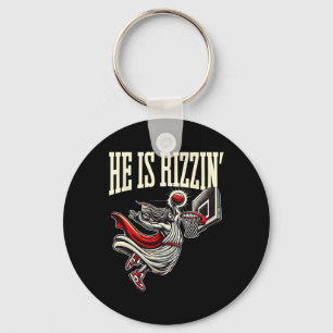 He Is Rizzin Funny Jesus Bysketll Meme  Keychain