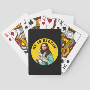 He Is Rizzin Funny Jesus Christian Easter Day Poker Cards