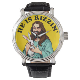 He Is Rizzin Funny Jesus Christian Easter Day Watch