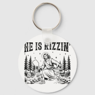 He is rizzin funny jesus pickleball christian keychain
