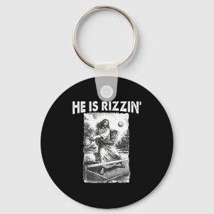 He Is Rizzin Funny Jesus Pickleball Meme Christian Keychain