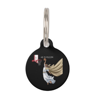 He Is Rizzin Funny Jesus Playing Basketball Retro Pet ID Tag