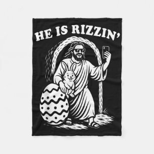 He Is Rizzin Funny Rizz Easter Christian Easter Fleece Blanket