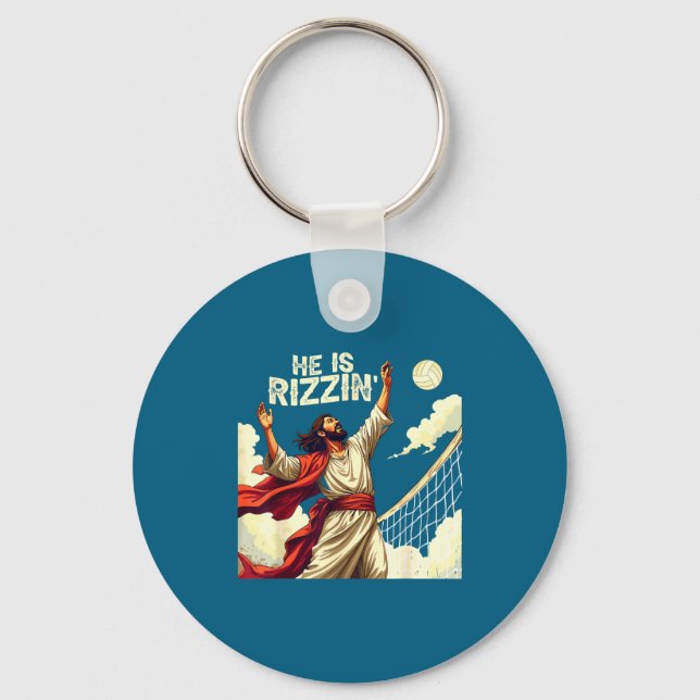 He Is Rizzin Jesus Meme Quote Shirt Funny Volleyba Keychain (Front)