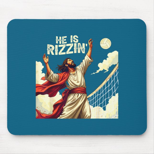 He Is Rizzin Jesus Meme Quote Shirt Funny Volleyba Mouse Pad (Front)