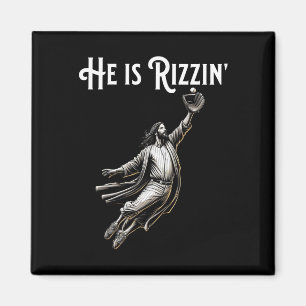 He Is Rizzin Jesus Playing Baseball Fun Sports Riz Magnet