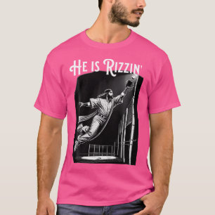 He Is Rizzin Jesus Playing Baseball Funny Sports R T-Shirt