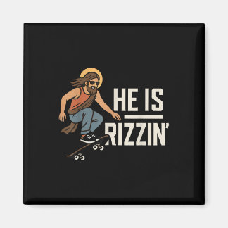 He Is Rizzin Meme Skater Jesus, Funny Christian Sk Magnet