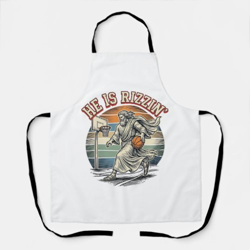 He Is Rizzin Vintage Basketball Religious Shirt De Apron
