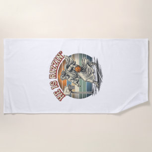 He Is Rizzin Vintage Basketball Religious Shirt De Beach Towel