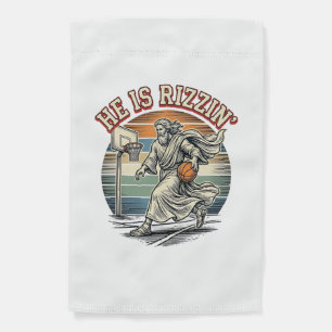 He Is Rizzin Vintage Basketball Religious Shirt De Garden Flag