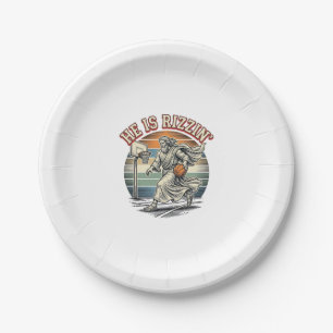 He Is Rizzin Vintage Basketball Religious Shirt De Paper Plates