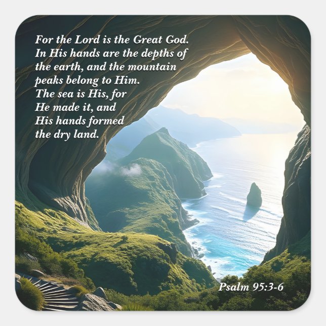 He is the Great God, God & Creation Verse Square Sticker (Front)
