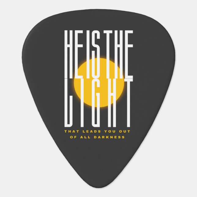 He Is The Light Christian Black  Guitar Pick (Front)
