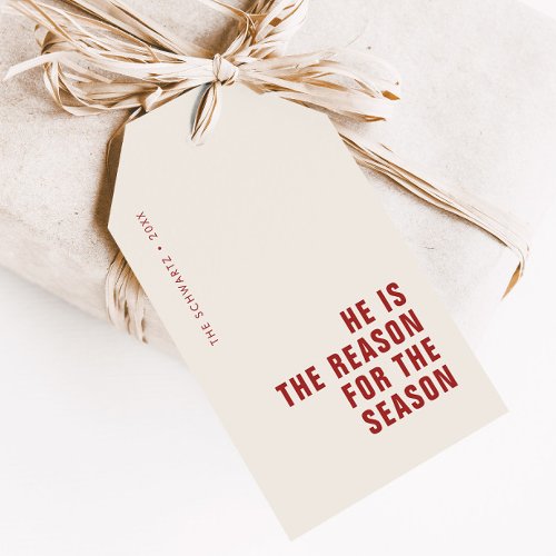 He is the Reason for the Season Christian Red Gift Tags