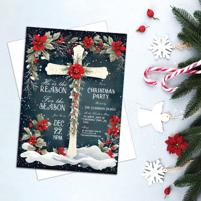 He is the Reason for the Season Cross Christmas Invitation (Creator Uploaded)
