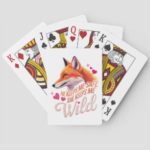 He Keeps Me Safe She Keeps Me Wolf Lover couple Poker Cards