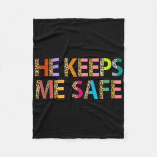 He Keeps Me Safe Wolf For Lovers Girlfriend Wife V Fleece Blanket