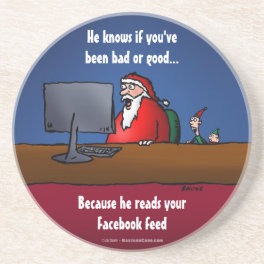 He Knows If You've Been Bad Funny Santa Drink Coaster
