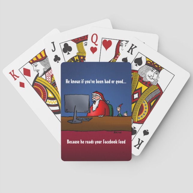 He Knows If You've Been Bad Funny Santa Poker Cards (Back)