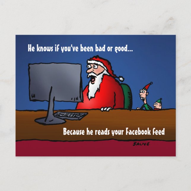 He Knows If You've Been Bad Santa Postcards (Front)