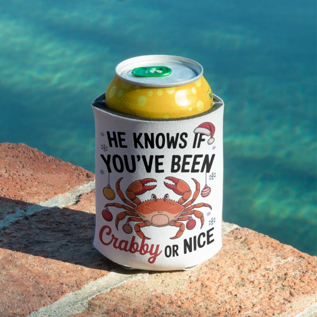 He Knows If You've Been Crabby Or Nice Funny Xmas Can Cooler (In Situ Pool)
