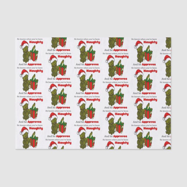 He Knows When You've Been Naughty Tissue Paper (Front)