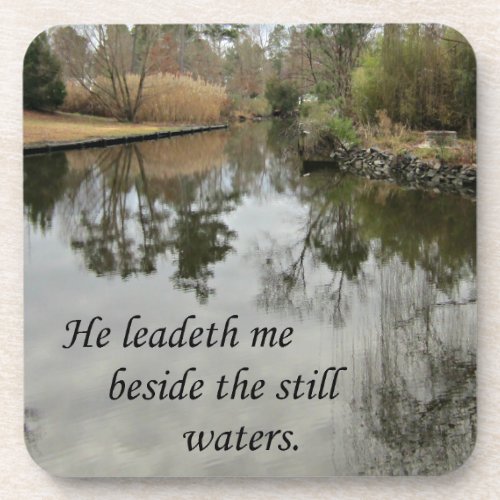 He leadeth me beside still waters drink coaster