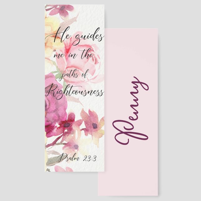 He leads me floral personalized bookmarks (Front & Back)