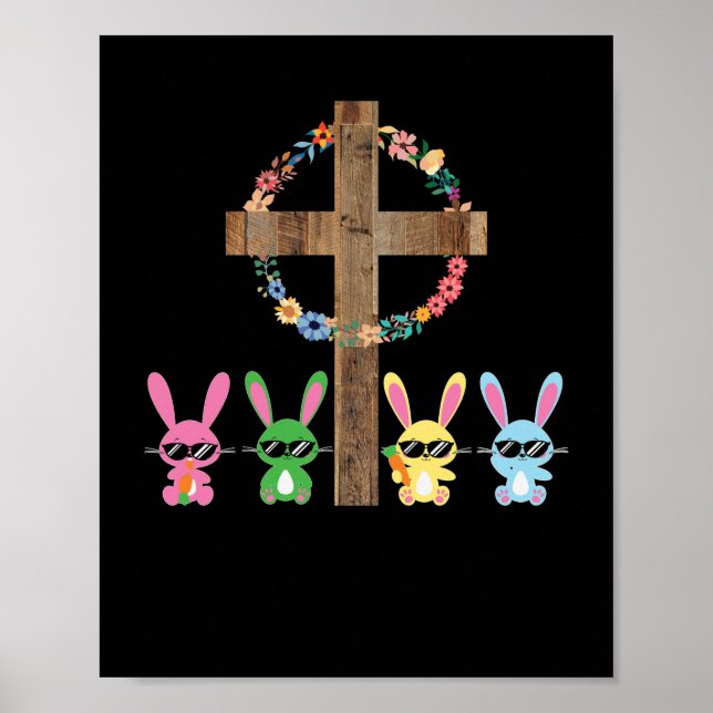 He Lives Easter Happy Easter Faith Cross Poster (Front)