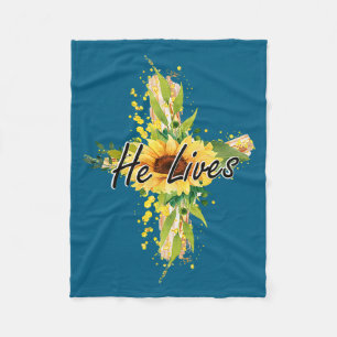 He Lives Easter Religious Christian Faith Design Fleece Blanket