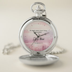 "He Made Everything Beautiful" Verse Sunset Pocket Watch