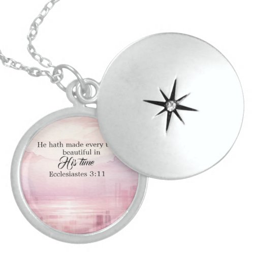 He Made Everything Beautiful Watercolor Sunset Locket Necklace