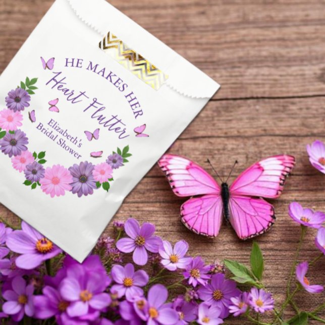 He Makes Her Heart Flutter Butterfly Bridal Shower Favor Bag (Creator Uploaded)