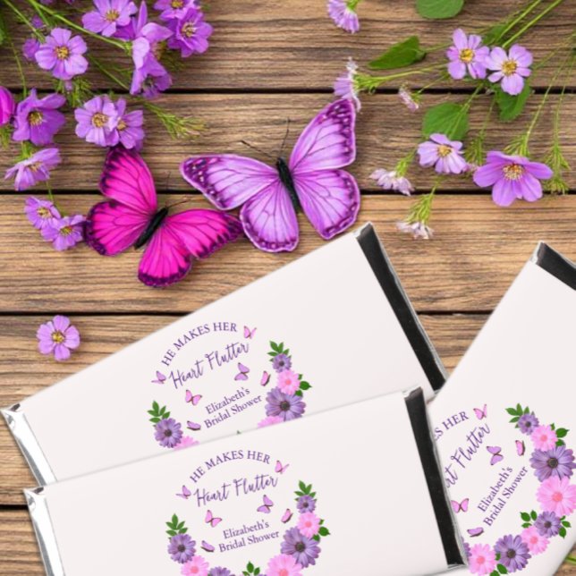 He Makes Her Heart Flutter Butterfly Bridal Shower Hershey Bar Favors (Creator Uploaded)