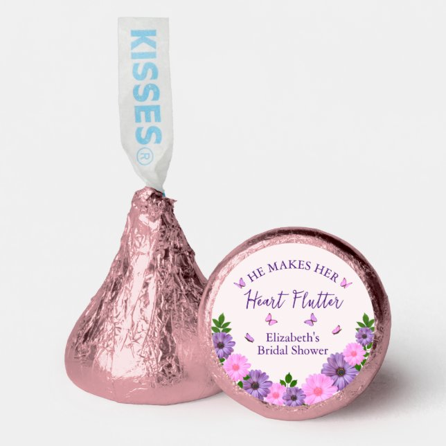 He Makes Her Heart Flutter Butterfly Bridal Shower Hershey®'s Kisses® (Front)