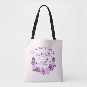 He Makes Her Heart Flutter Butterfly Bridal Shower Tote Bag