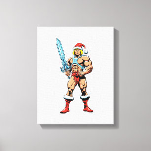 He Man Cartoon in Santa Hat – Retro Heman Canvas Print