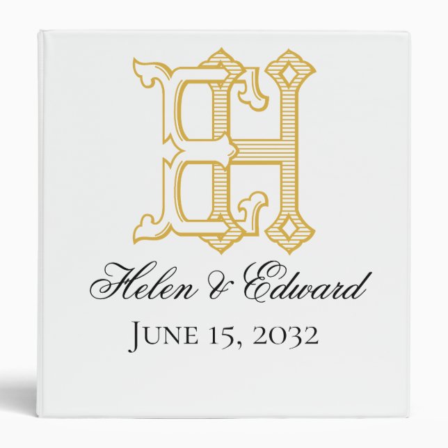 HE Monogram or EH Monogram wedding binder (Front)