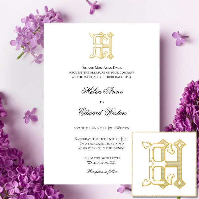 HE Monogram or EH Monogram Wedding Invitations (Creator Uploaded)