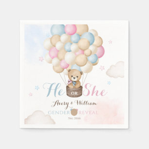 He oe She Gender Reveal Bear Baby Shower Napkins