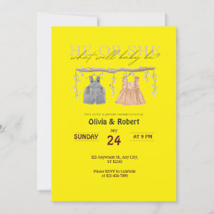 He or She? A Splash of Fun! Pink & Blue Watercolor Invitation