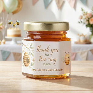 He or She Baby Bee Thank You for Bee-ing Here Honey Jar Favors